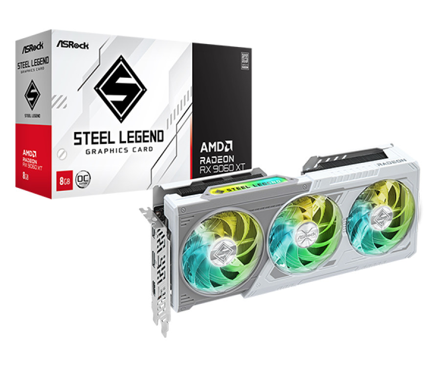 Tarjeta de video ASRock AMD Radeon RX 9060 XT Steel Legend 8GB OC, 8 GB GDDR6, PCI-E 5.0